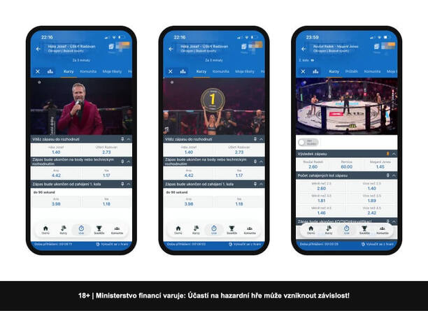 MMA live stream Oktagonu v&nbsp;mobilní aplikaci Tipsportu