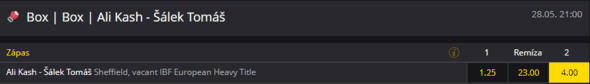 Ali Kash vs. Tomáš Šálek sázkové kurzy