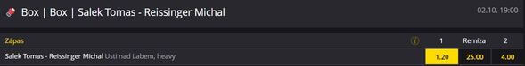 Tomáš Šálek jde do zápasu jako obrovský kurzový favorit