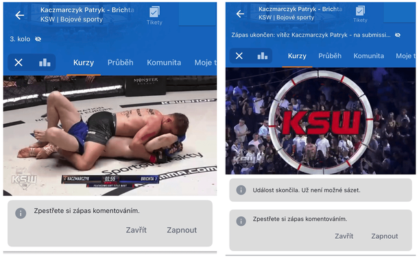 KSW live stream v&nbsp;mobilní aplikaci Tipsport