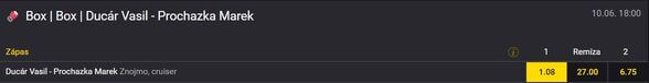 Domácí Vasil Ducár je v hlavním zápase velkým favoritem