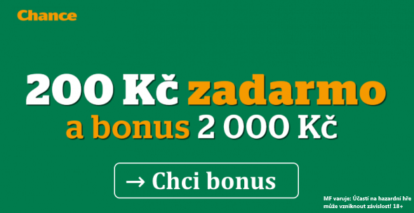 Založte si účet u Chance a získejte 200 Kč zdarma za registraci