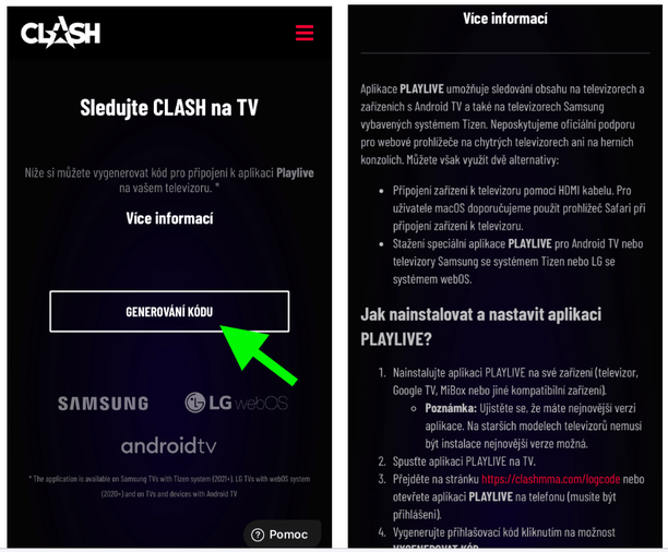 Postup spuštění na TV