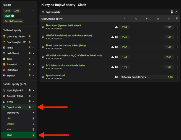 Kurzy na Clash 14 u Chance