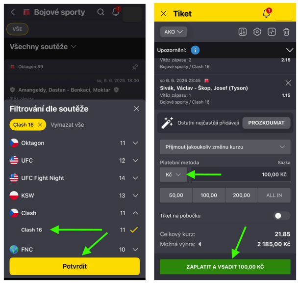 Sestavení tiketu u&nbsp;Fortuny