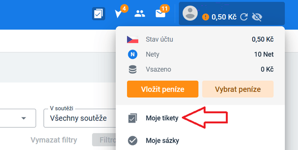 Kontrola tiketu u&nbsp;Tipsportu skrze profil