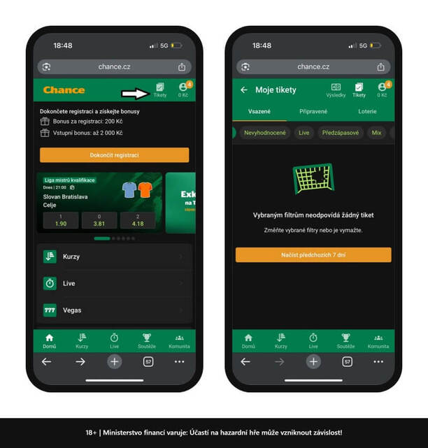 Kontrola tiketu na Chance.cz