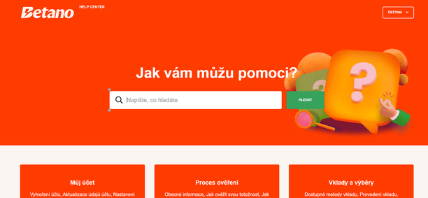 Nevíte si rady? Využijte podpory Help Center Betano