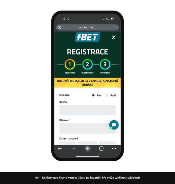 Registrace u&nbsp;fBet je jednoduchá a&nbsp;rychlá.