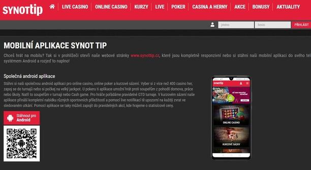 Synottip aplikace QR kod
