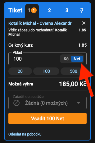 Vsadit tiket za Nety