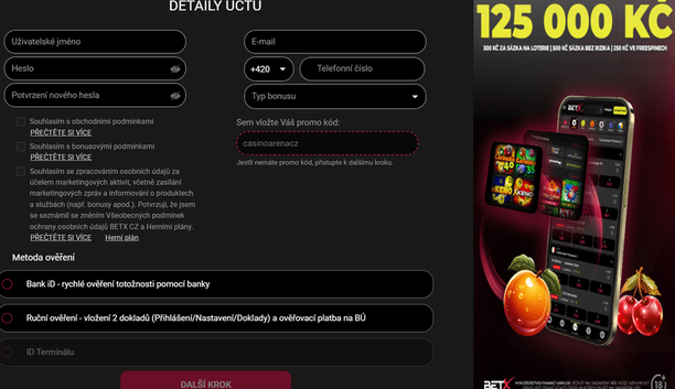 bet x registrace