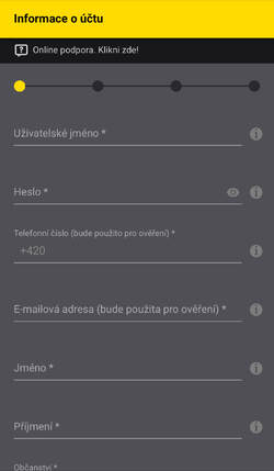 Registrační formulář ifortuna.cz