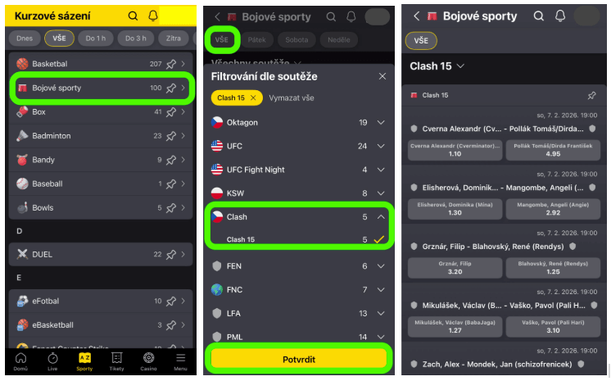 Kurzová nabídka Fortuny, bojové sporty, Clash MMA
