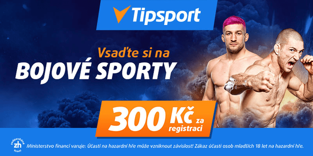 Vsaďte si na bojové sporty s&nbsp;bonusem 300&nbsp;Kč za registraci
