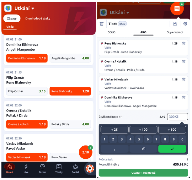 Kurzy u&nbsp;Betana na dnešní turnaj CLASH 15