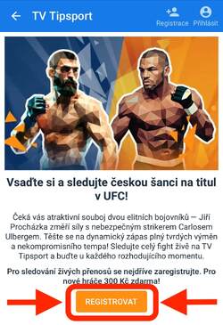 Klikněte na oranžové tlačítko registrovat