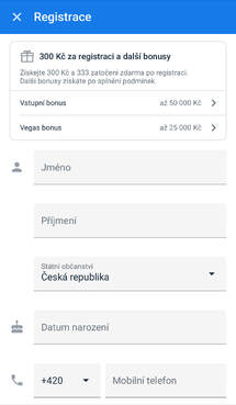Vyplňte registrační formulář