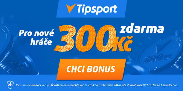 Vsaďte si s&nbsp;bonusem 300&nbsp;Kč u&nbsp;Tipsportu