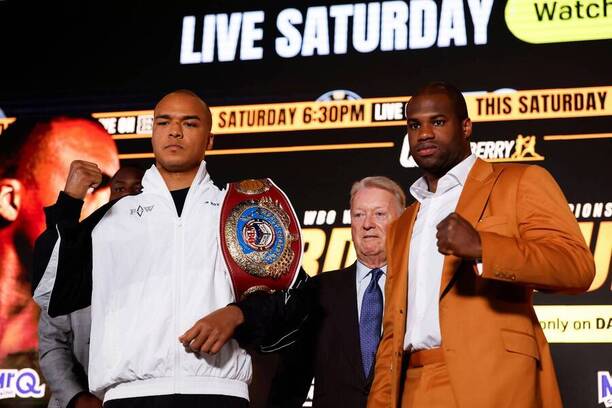 Fabio Wardley a&nbsp;Daniel Dubois na tiskové konferenci